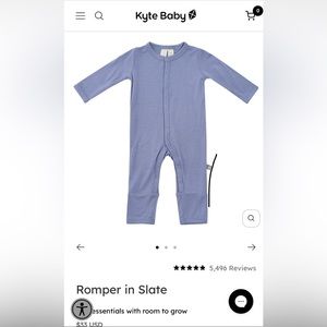 Kyte Snap Romper in Slate, Size: Newborn